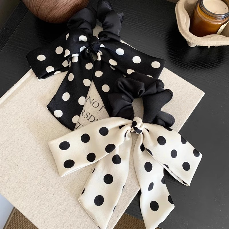 韩系波点蝴蝶结大肠发圈高档时尚弹力皮筋洋气扎马尾头绳新款发绳