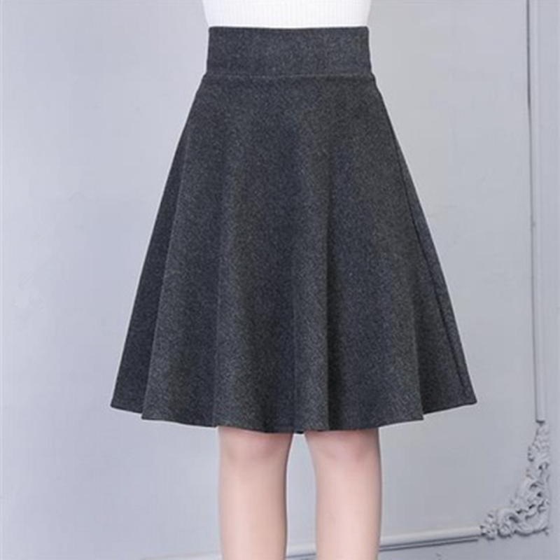 高腰洋气半身裙秋冬字中长款裙子松紧腰显瘦百搭高档加厚半身裙