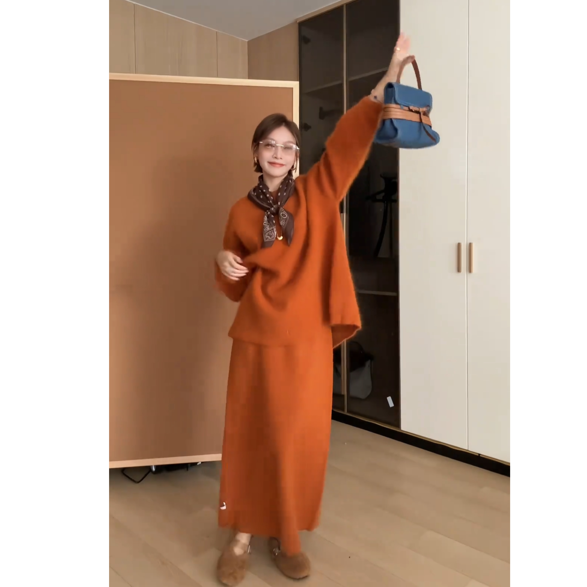 流行一整套2025秋季新款时尚气质慵懒风百搭休闲上衣半身裙两件套