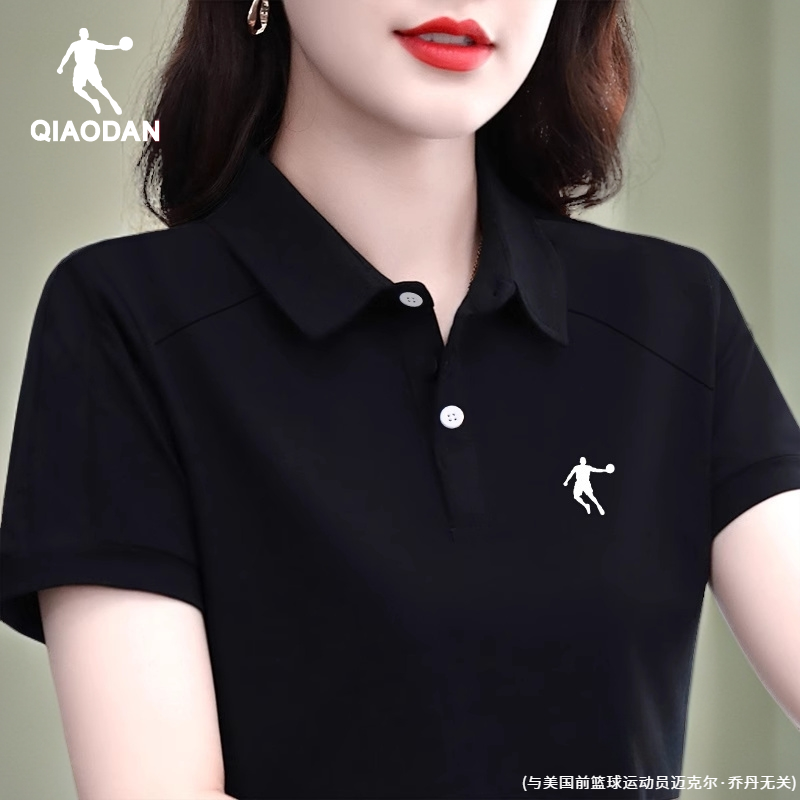 中国乔丹休闲女装翻领POLO衫女款大码时尚短袖T恤高端品质