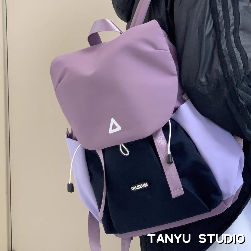 探屿高颜值轻便撞色双肩包大容量学生书包高中大学生户外旅行背包