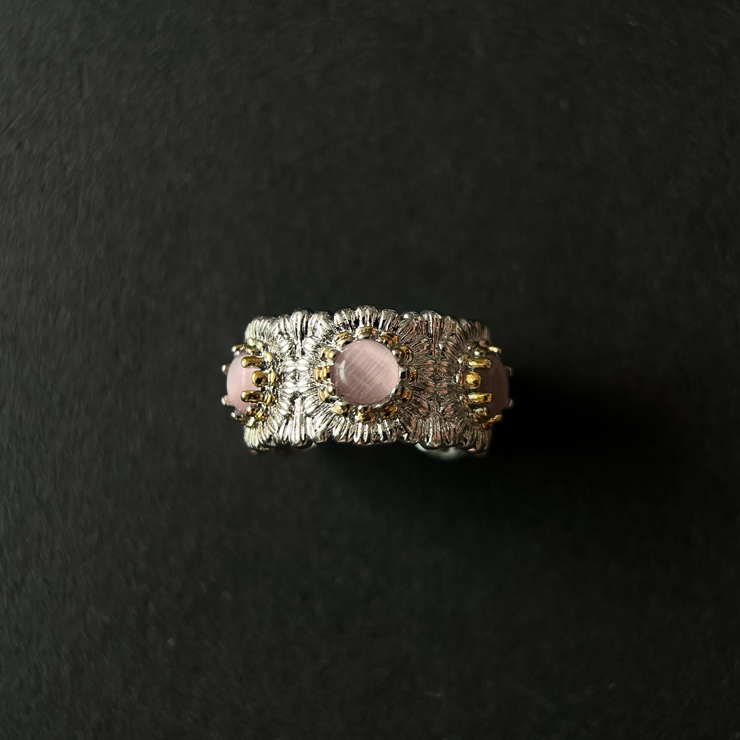 铜合金戒指 【冰粉雏菊】轻奢彩宝雏菊指环复古设计拉丝花朵精致女