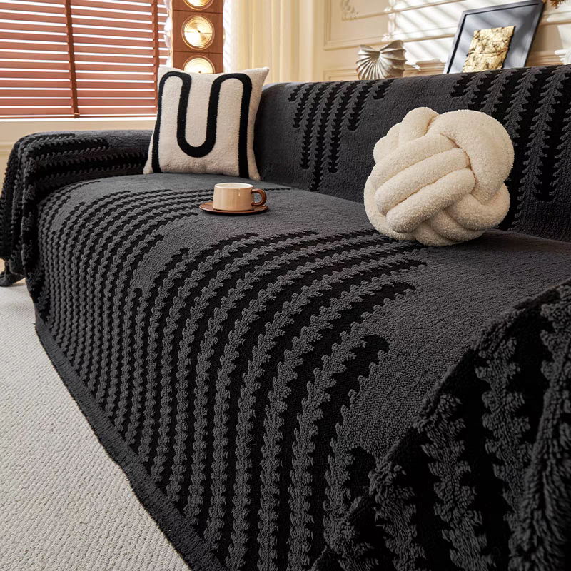 轻奢高级感秋冬毛绒沙发巾盖布加厚新款防滑一整张通用全盖套罩