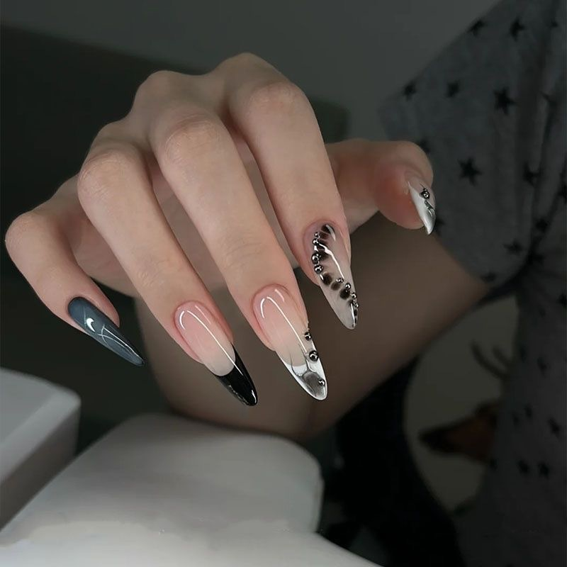 [蛇纹晕染]手工穿戴甲法式甲片高级感甜酷辣妹轻奢显白美甲