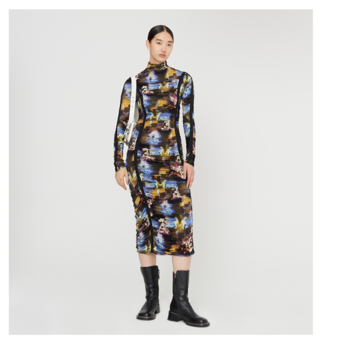 玛丝菲尔连衣裙长袖时尚宽松复古印花秋冬A1AY40226