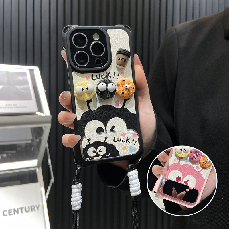彩色星星煤球适用苹果16promax手机壳防摔挂绳华为p70小米高级