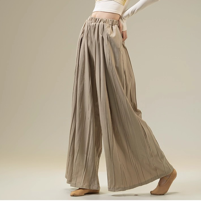 现代舞飘逸阔腿裤练功服长裤宽松舞蹈服形体女舞蹈裤褶皱禅意裤