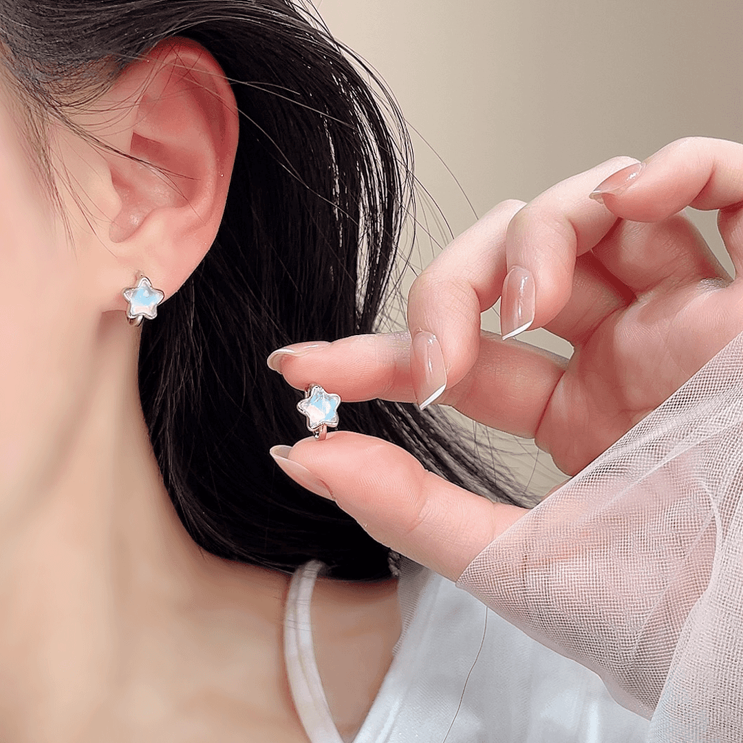 铜合金耳饰925银针耳饰炫彩星星耳环时尚百搭小众甜美设计感精致