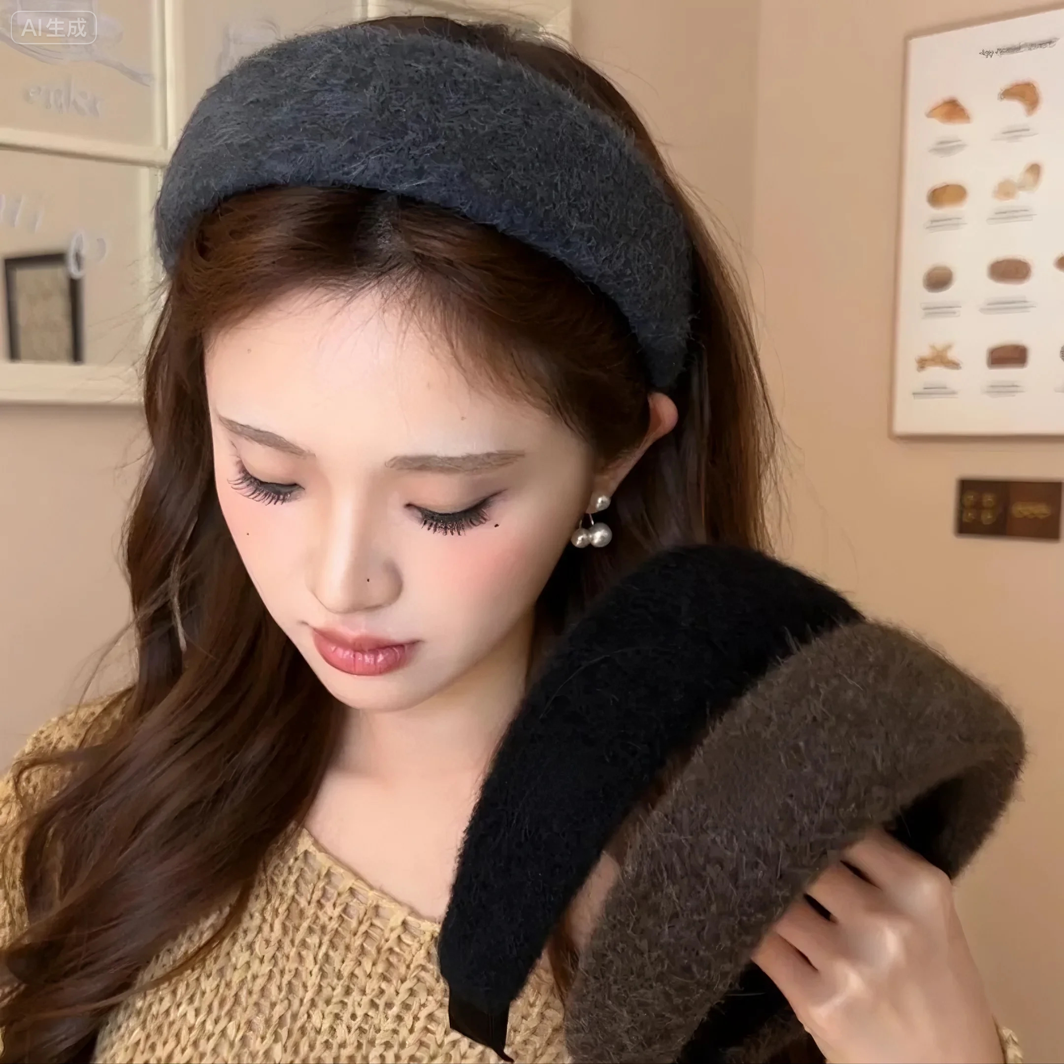 秋冬细毛绒加厚宽边发箍女2025新款高颅顶头箍气质百搭发卡发饰