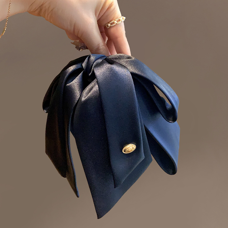 韩版简约ins黑色蝴蝶结马尾抓夹金标盘发抓发夹女高级感出勤夹子