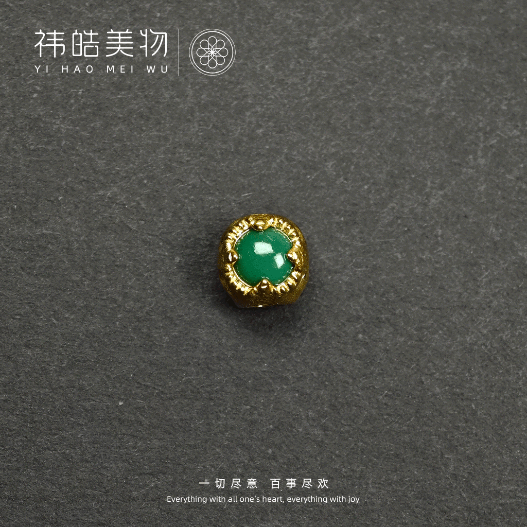 龙蛋原矿绿松石18K金背云线束