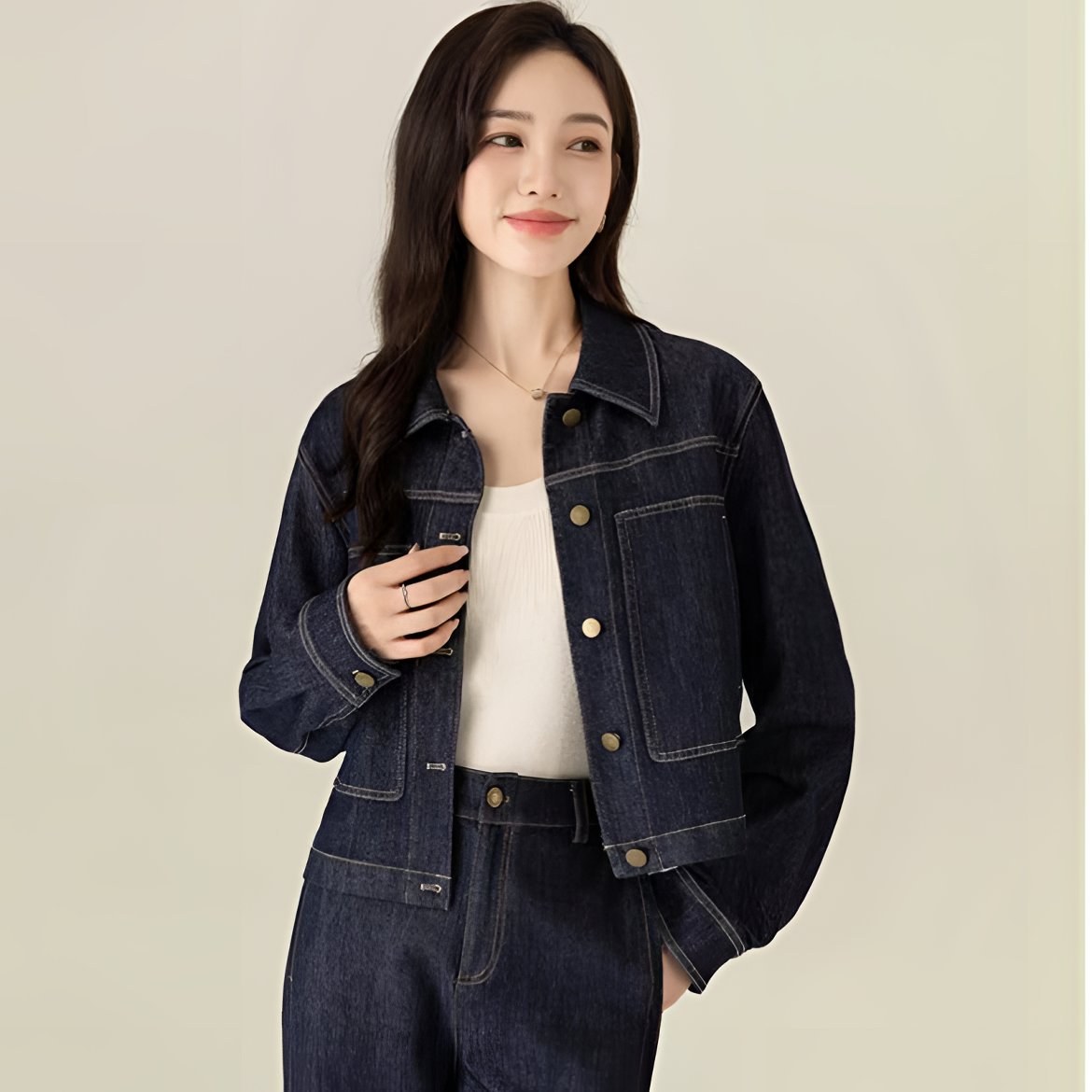 【不掉色】蓝色短款复古牛仔外套女2025春季款爆款夹克小个子宽松版