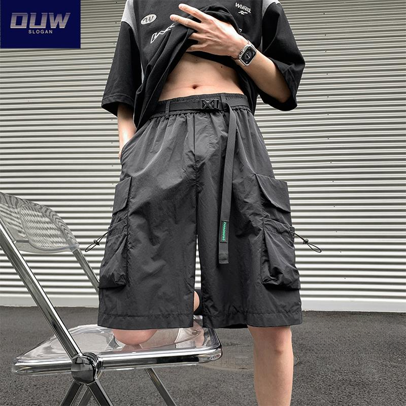 O.U.W美式高街速干工装短裤男夏季薄款冰丝休闲中裤宽松大码5分裤
