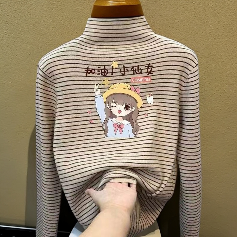 女童德绒打底衫秋冬男女中大儿童半高领保暖内搭长袖T恤洋气上衣