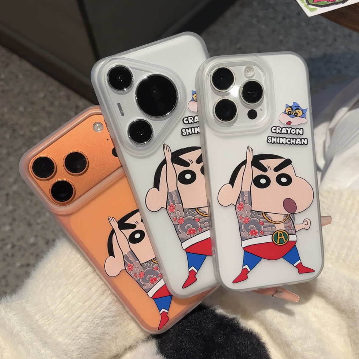 卡通彪悍小新适用苹果17/16小麦壳手机壳华为P70oppo小米17vivo套