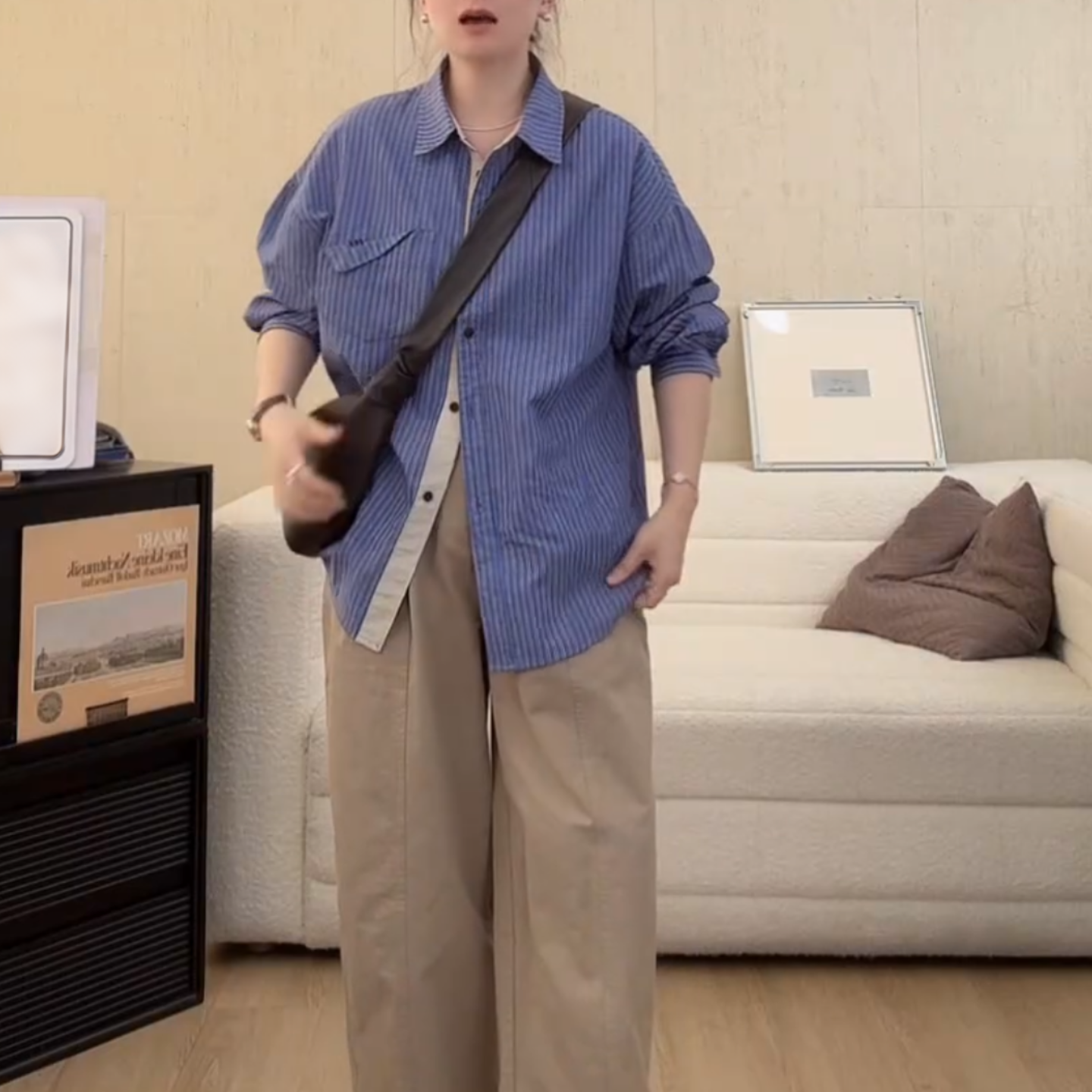 “高智感衬衫” 高级感秋季新款纸片人条纹撞色设计感衬衫LK2505535