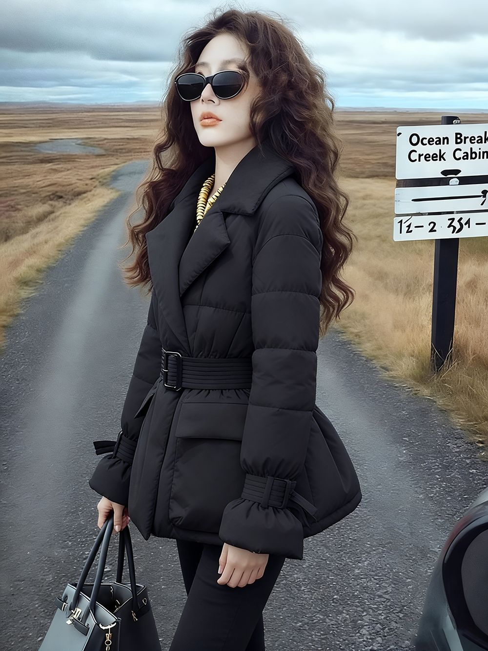 保暖棉服女款2025新款冬超好看轻奢高端气质收腰加厚黑色棉衣外套