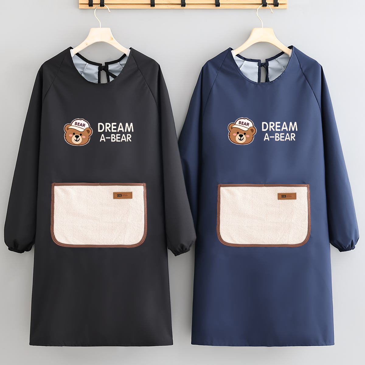 卡通长袖防水围腰耐穿围裙厨房做饭防油罩衣舒适可定制logo工作服