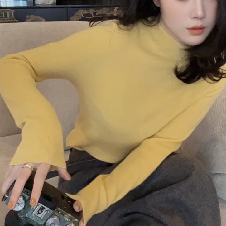 冬季修身显瘦爆款半高领羊毛针织衫原创高端减龄高密百搭网红气质