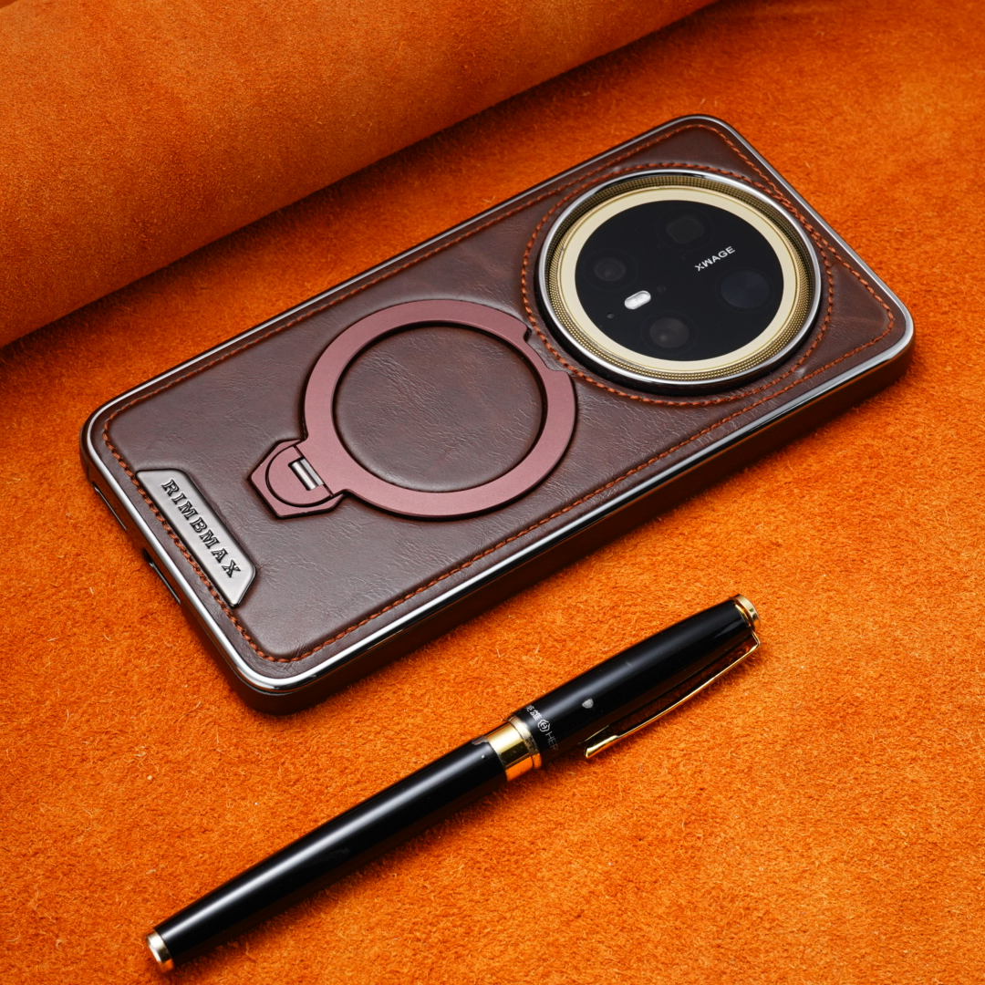 适用于华为Mate70Pro+高级感旋转支架磁吸手机壳高档皮质Mate60男