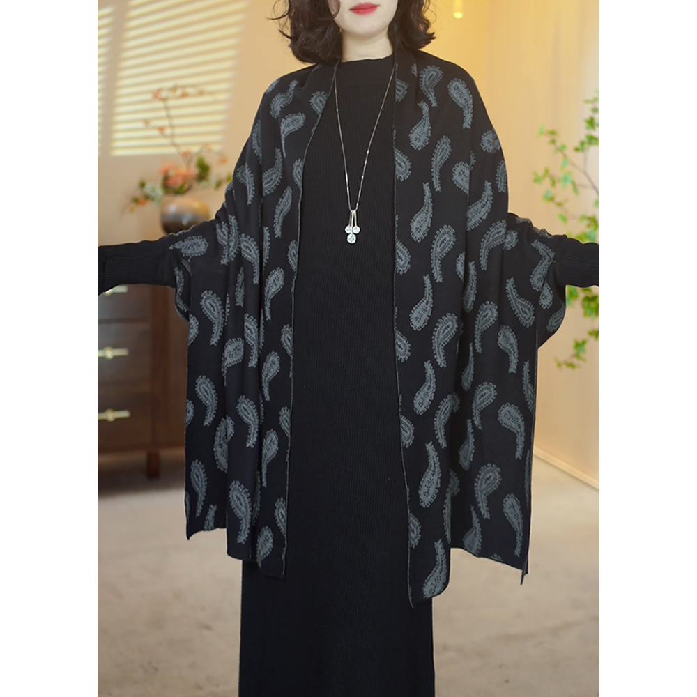 【X135】2025新款时尚百搭宽松气质显瘦针织中长款外披