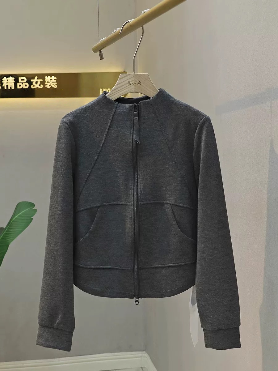 运费补贴8-10秋季立领时尚修身显瘦立体裁剪百搭休闲长袖开衫卫衣