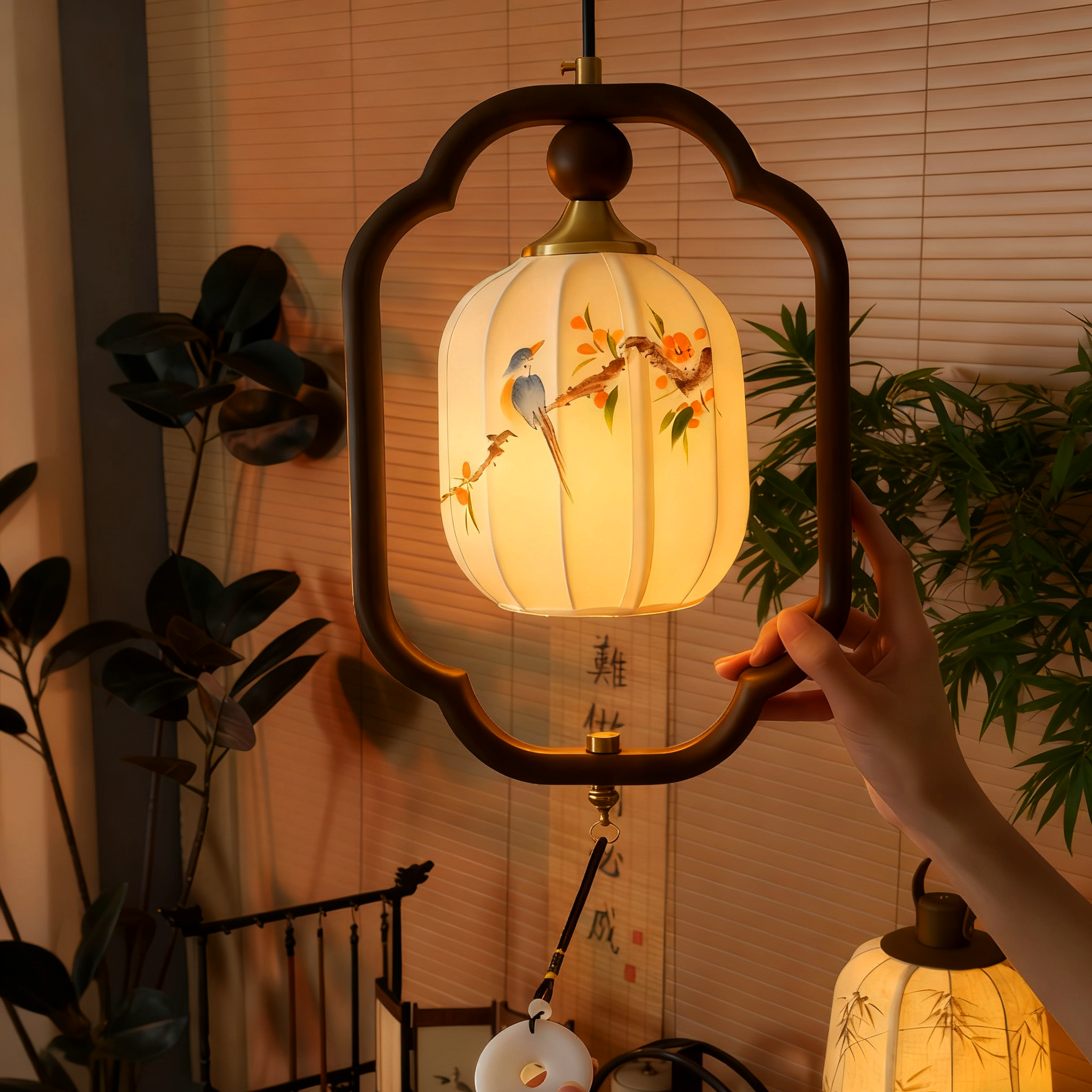宋代美学吊灯卧室床头书房茶室小吊灯新中式国风玄关过道吊灯