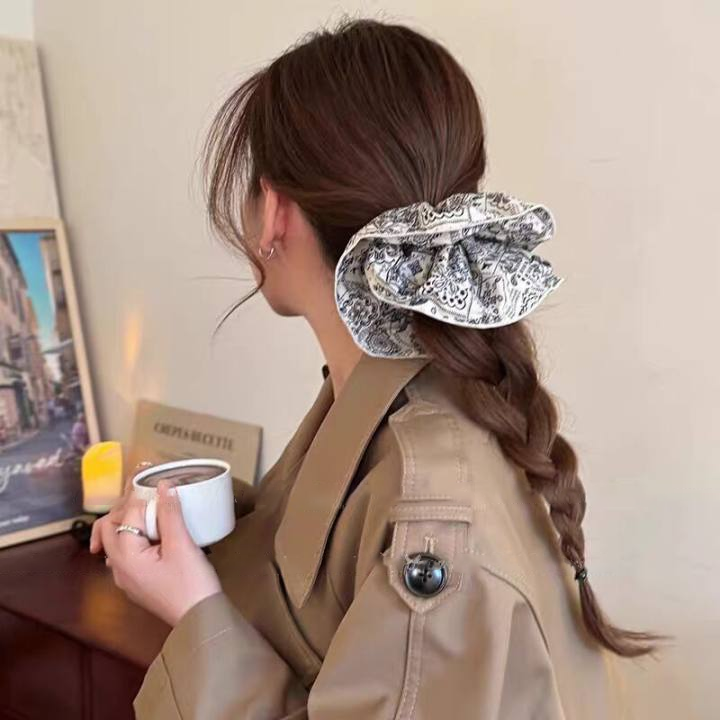 韩系大肠发圈女2025新款扎头发丸子头高级感双层布料气质超大时尚