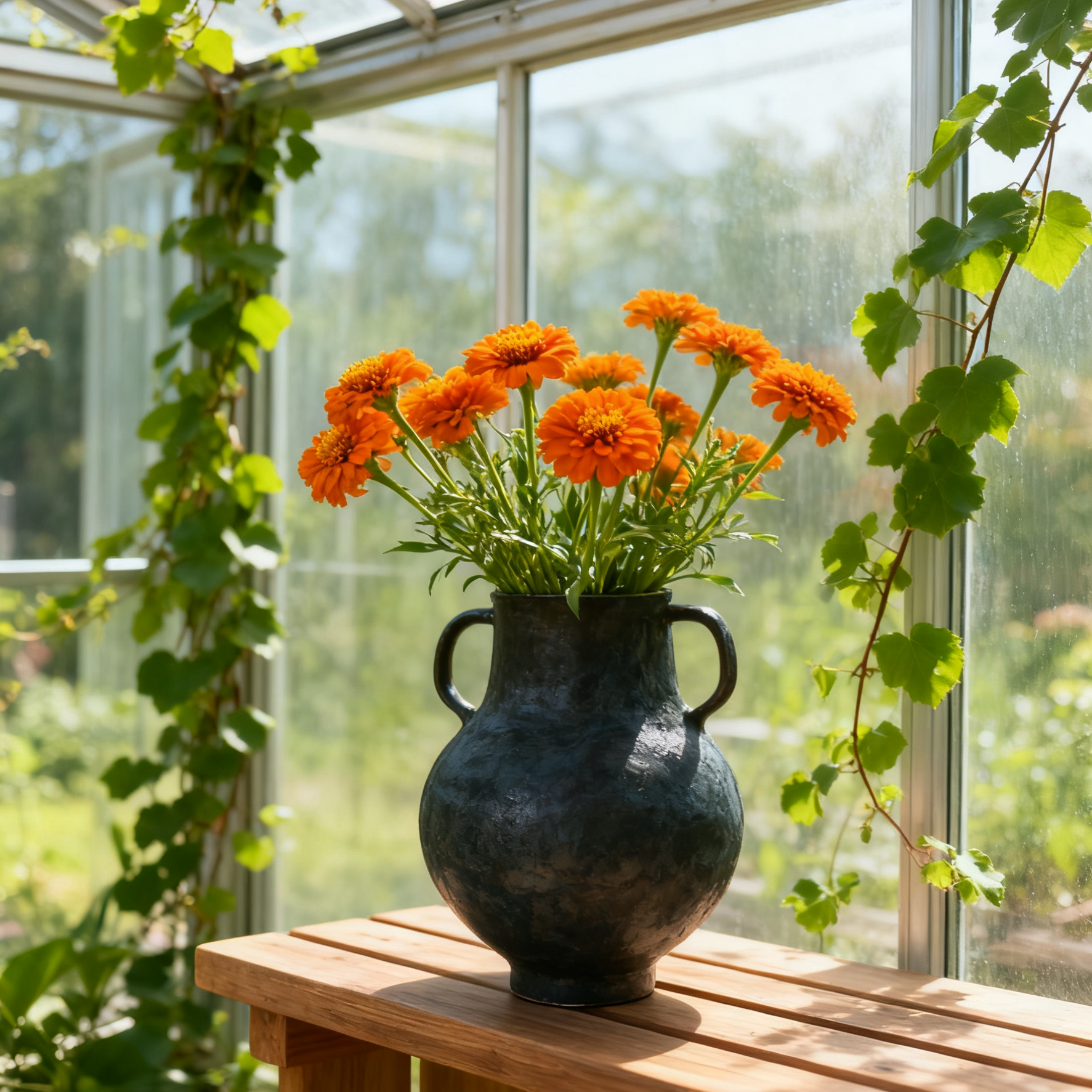 H景德镇陶瓷花瓶高温家居玄关新中式风手工装饰水养器皿培摆件