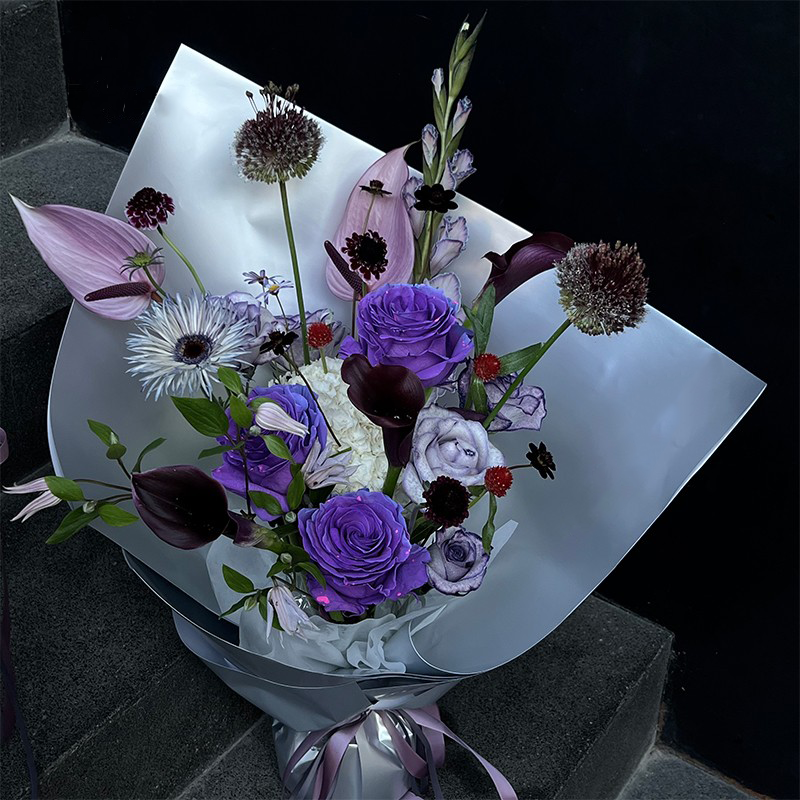 【花寻礼韵】双面哑光银硬挺纸鲜花花束进口包装花艺包花diy资材