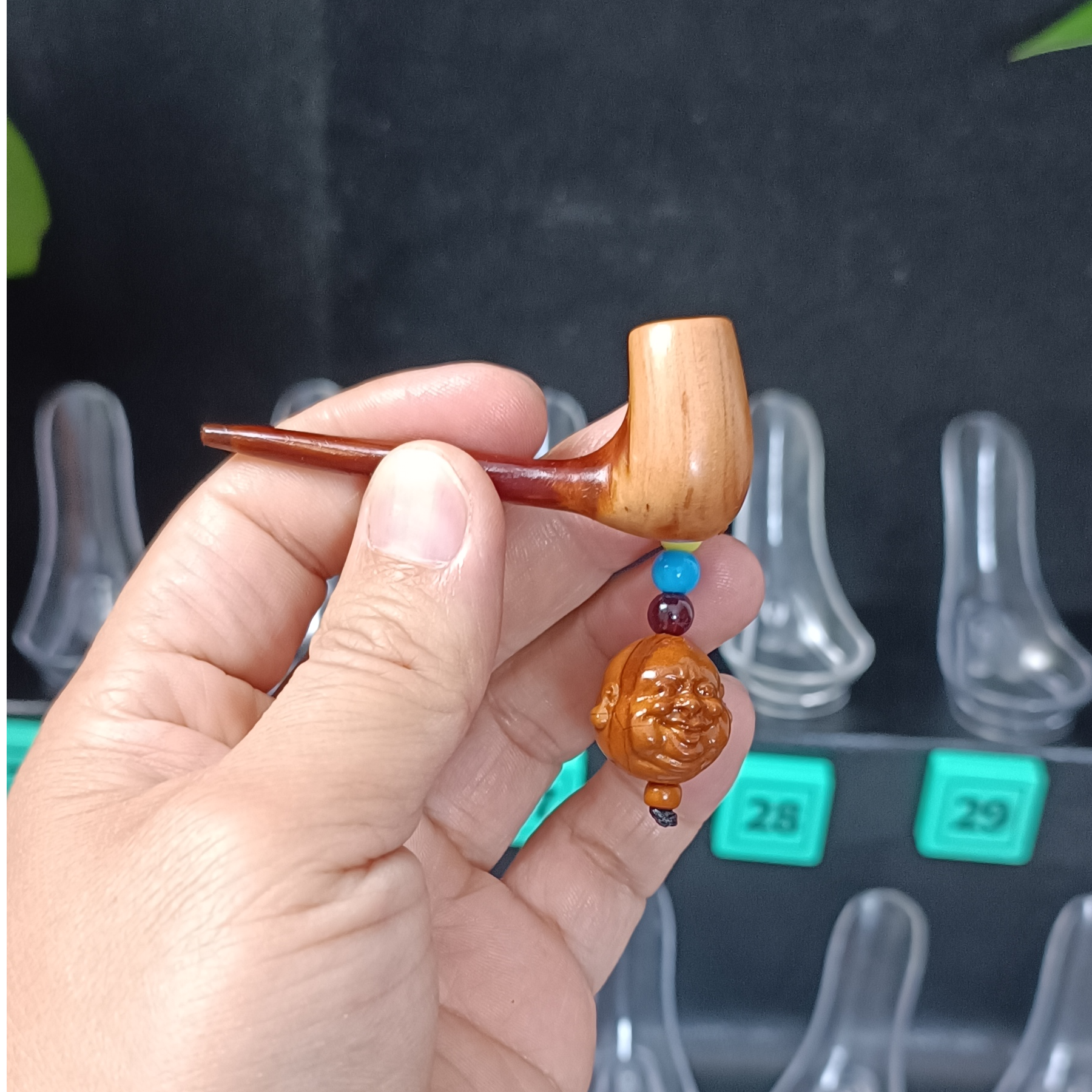 檬子木手工烟斗  天然一体 粗支中支细支 带挂坠