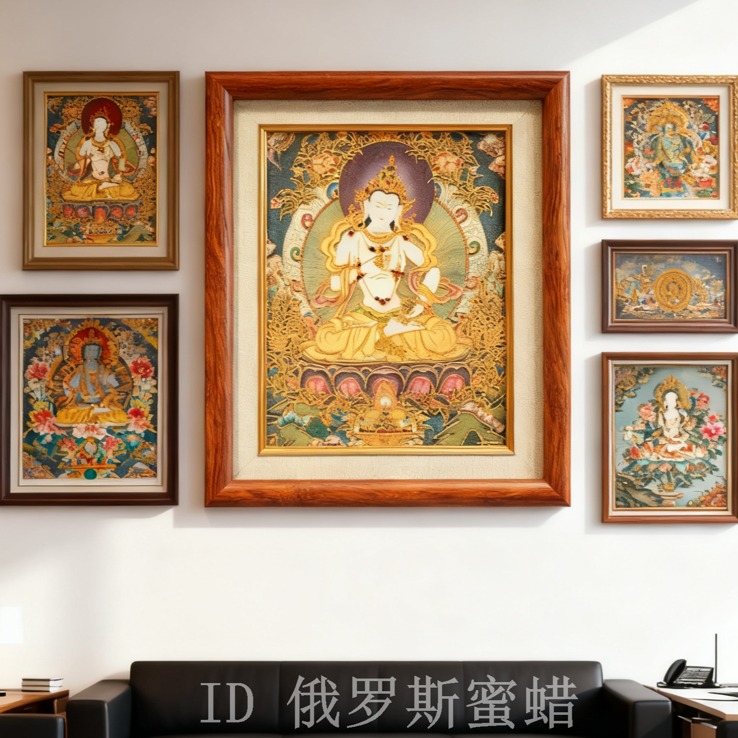 多款鎏金唐卡工艺画琥.珀画南.红青.金石拓.灰石绿.松石装饰画