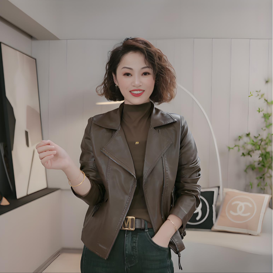 【柯家服饰】潮流时尚皮衣外套爆款休闲百搭显瘦