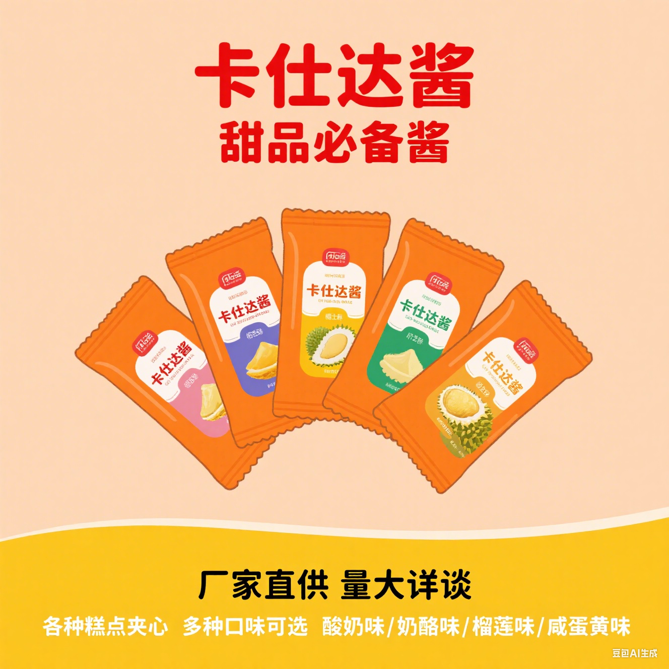 法式爆浆V卡仕达酱爆浆冰淇淋酱奶酪酱面包甜品烘焙馅料