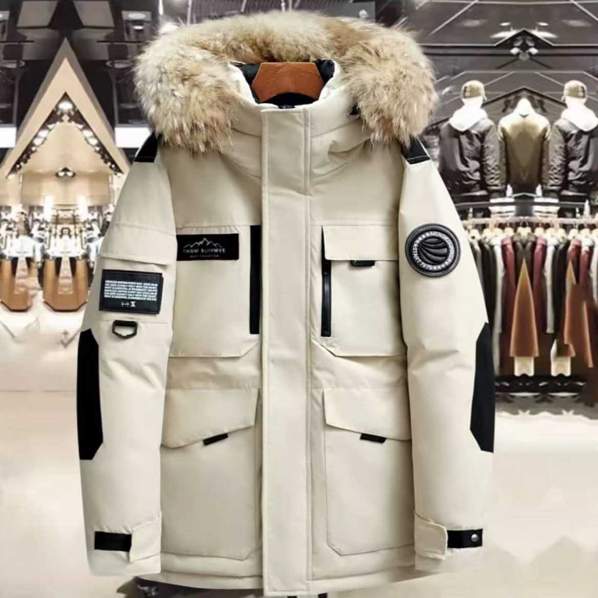 冬季男女同款工装连帽毛领羽绒服派克服时尚百搭情侣羽绒服206