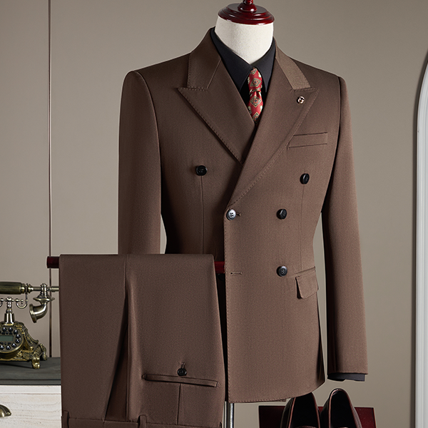 戗驳领新郎结婚西服男士新郎结婚礼服三件套修身双排扣西装男套装