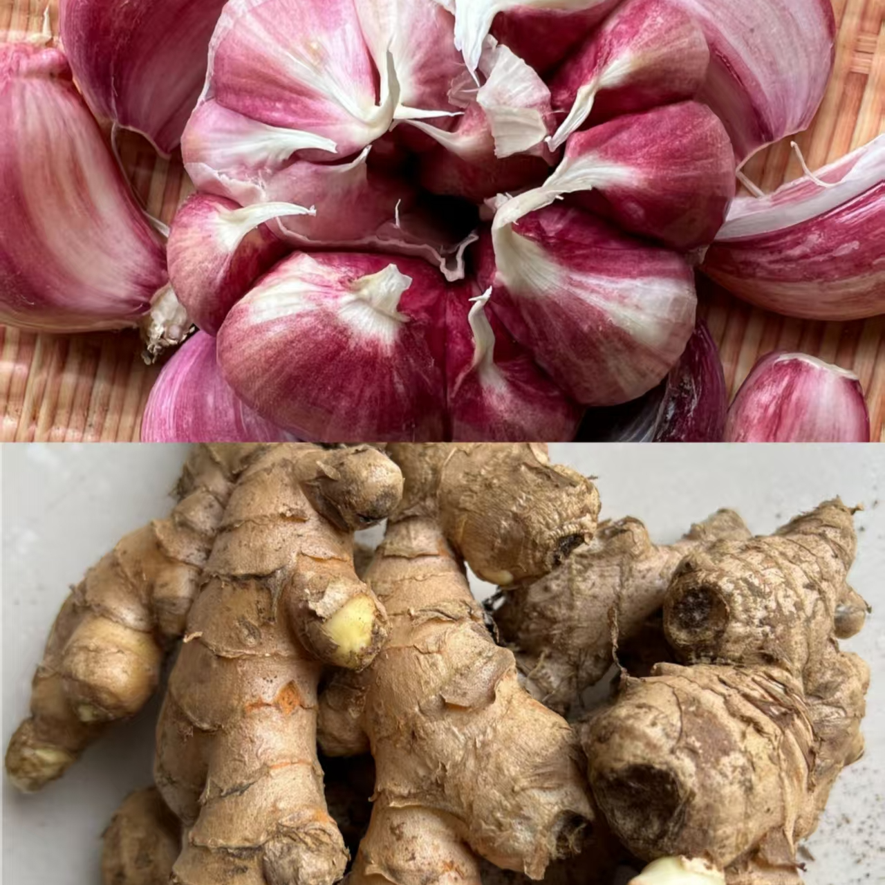 贵州新鲜大蒜生姜组合装紫皮大蒜小黄姜新鲜生姜紫皮大蒜组合发货