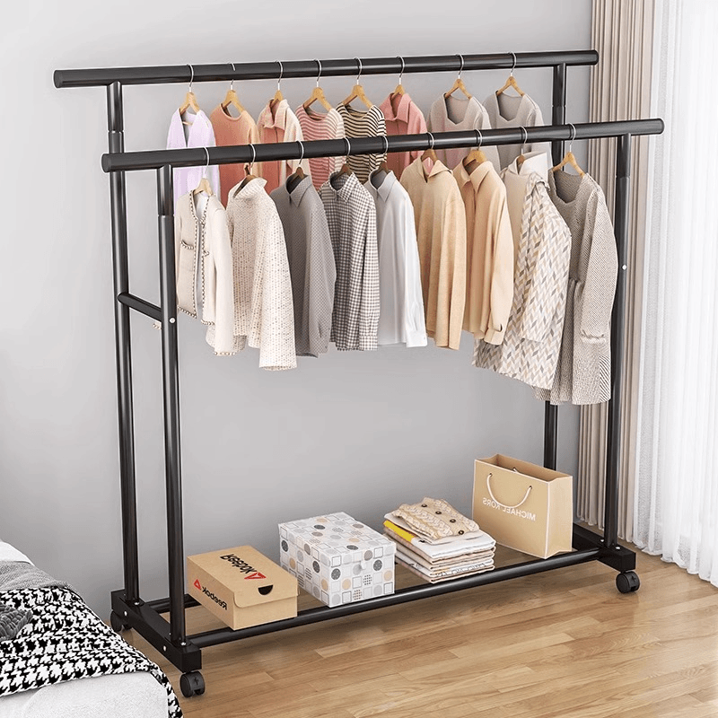 特粗特厚晾衣架挂衣架衣帽架家用晾衣杆置物可移动衣架子落地式