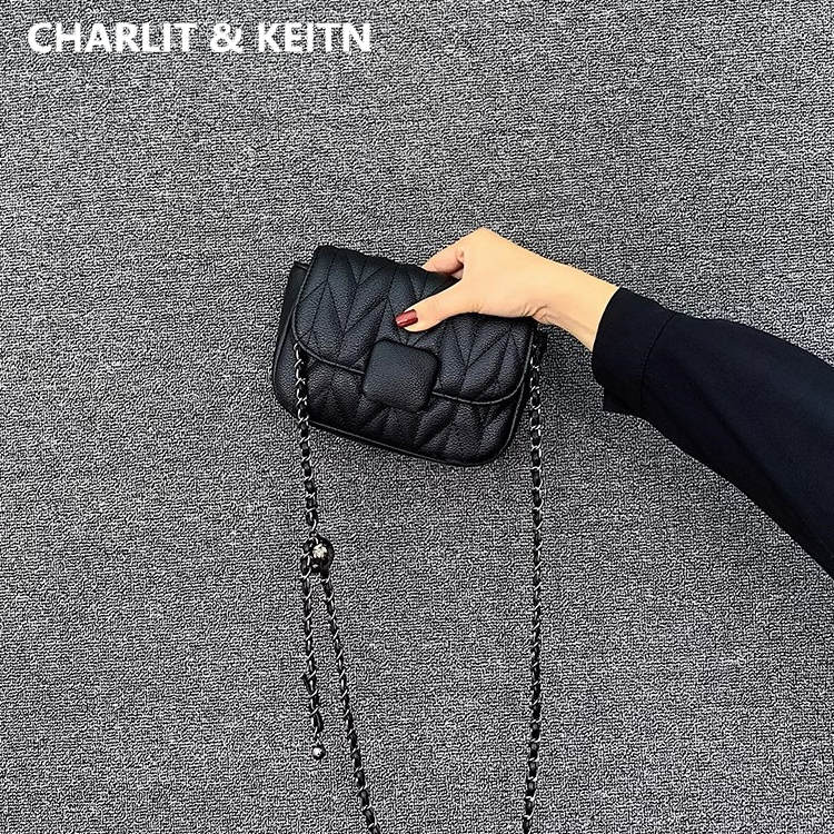 CHARLIT&KEITN真皮包包女式2025新款链条包小包包真皮超火斜挎包