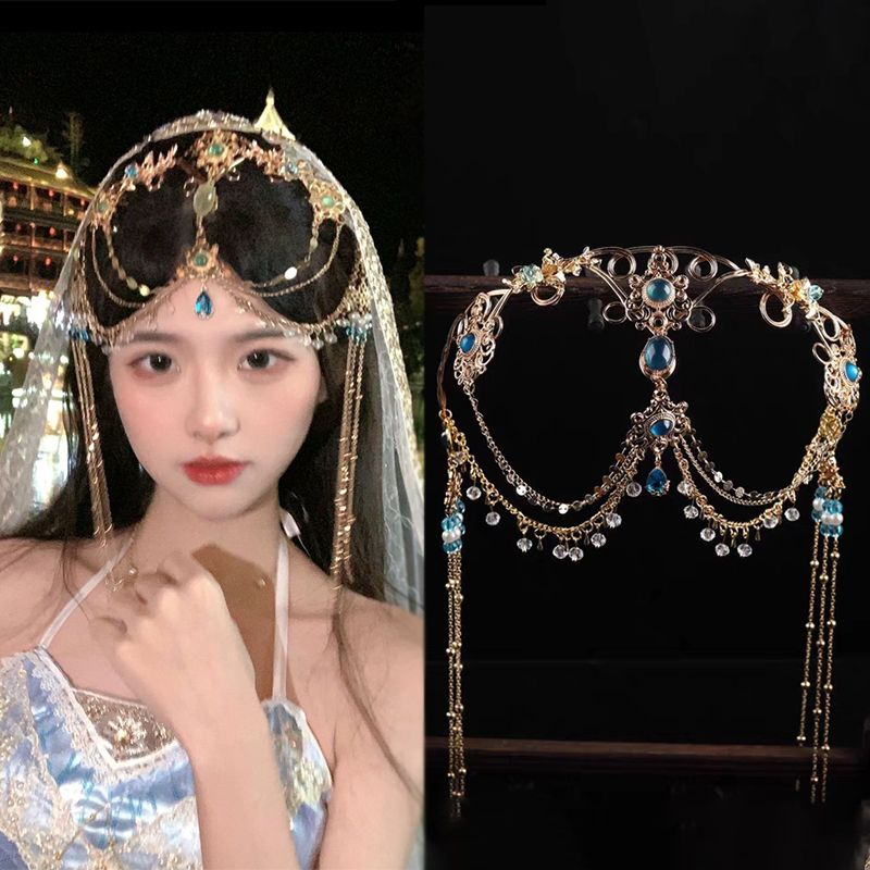 公主异域风情百搭敦煌头饰发冠头冠配饰长流苏舞姬古典舞头饰配饰
