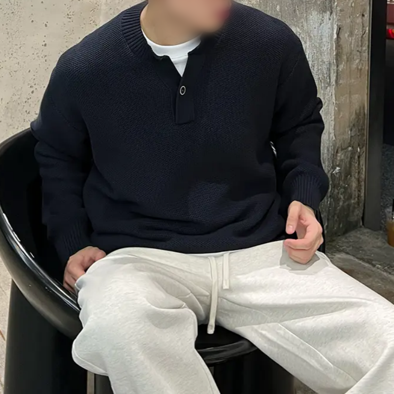 秋冬新款男士保暖舒适毛衣宽松时尚百搭休闲针织衫