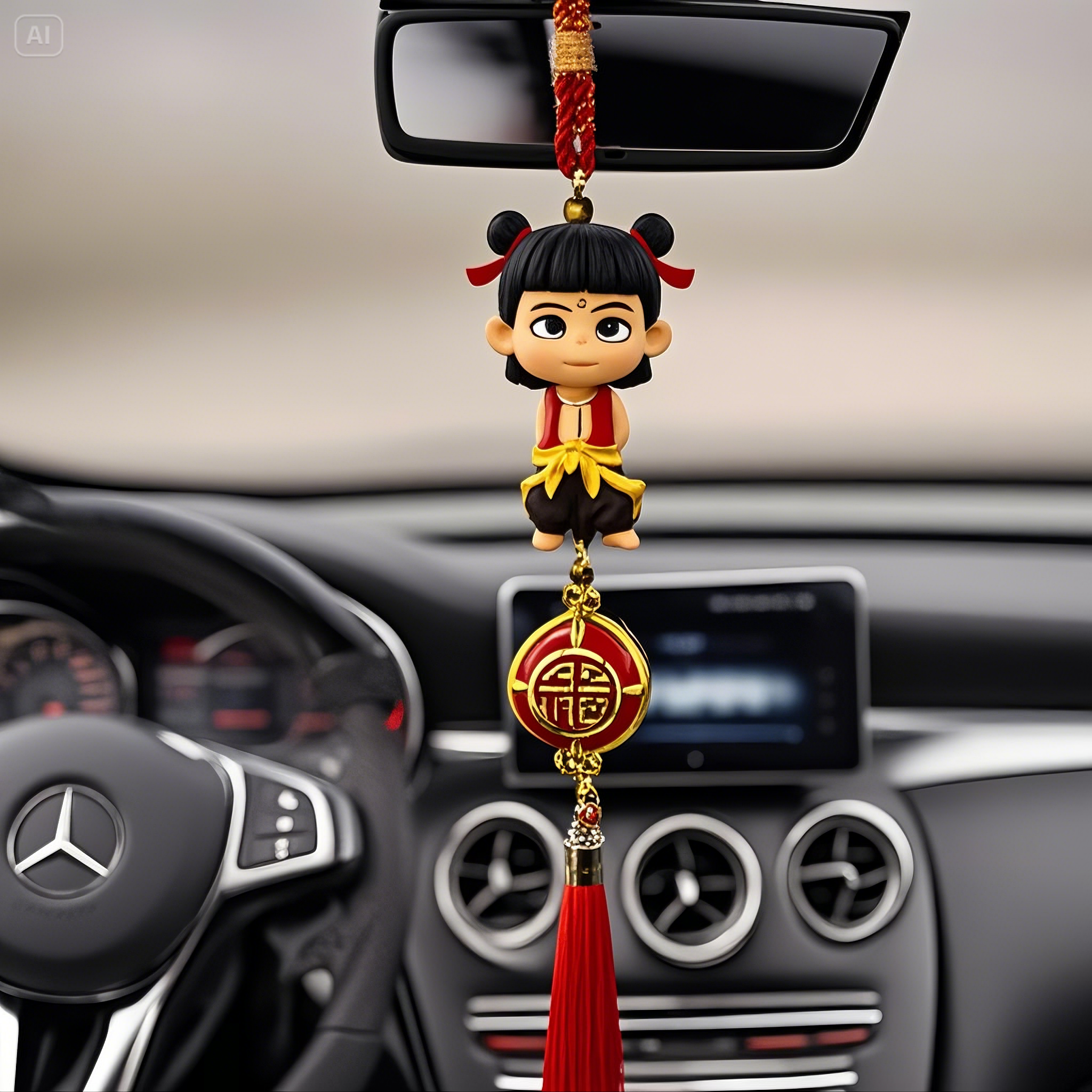 【立体】哪吒闹海可爱卡通哪吒车挂汽车后视镜挂件包包挂件
