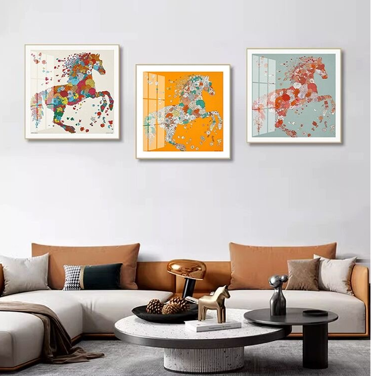马丝巾挂画客厅卧室现代轻奢橙高级感装饰画等待尤利西斯壁画