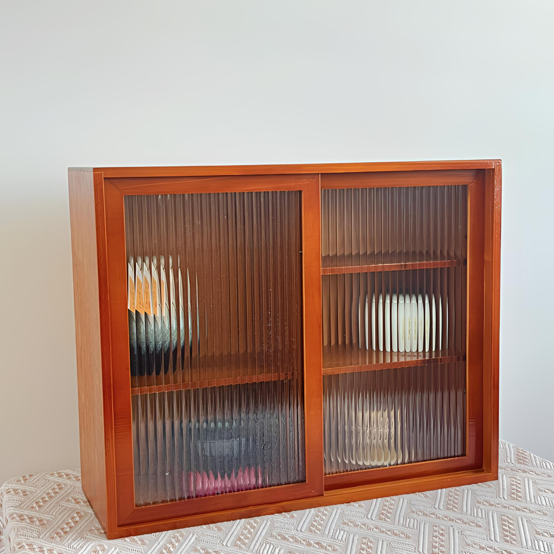 桌面实木收纳柜复古餐边储物柜厨房客厅茶具咖啡杯子展示置物柜