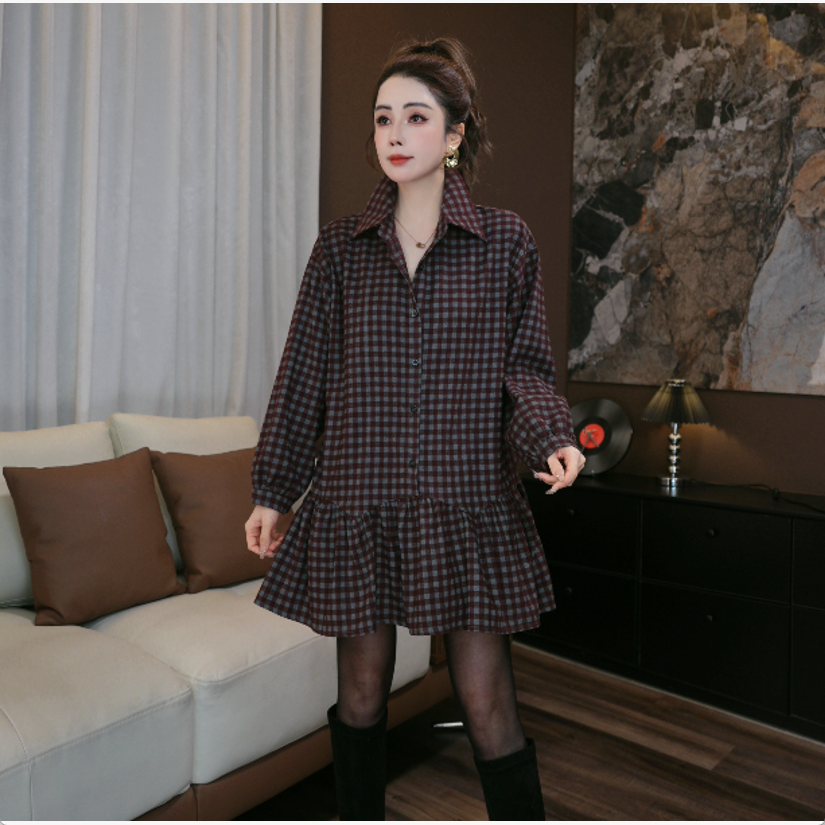 【鑫-蕾】新款衬衫韩版宽松显瘦设计格子时尚百搭衬衫29510