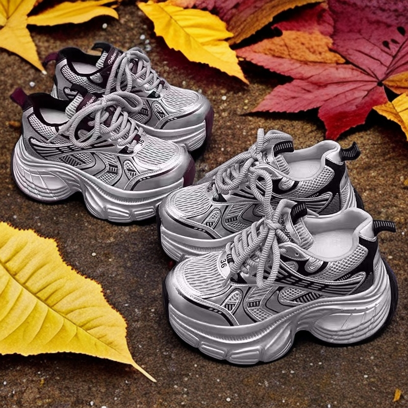 欧伦啄木鸟内增高6cm老爹鞋女款2025秋季新款时尚百搭休闲运动鞋