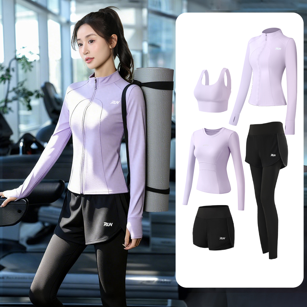 瑜伽服运动健身套装秋冬季保暖跑步服女显瘦弹力透气速干衣晨跑服