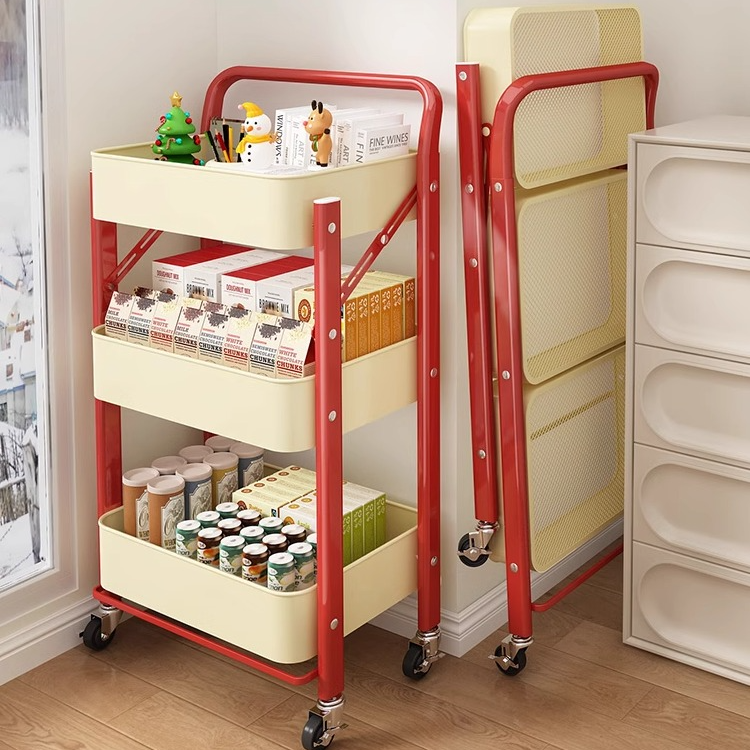 百年正和多巴胺小推车置物架落地多层零食多功能储物架收纳书架
