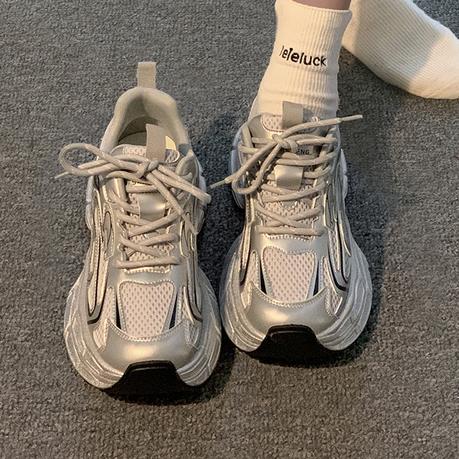 Moleubak老爹鞋女款2025新款春秋季爆款鞋子厚底休闲鞋增高运动鞋