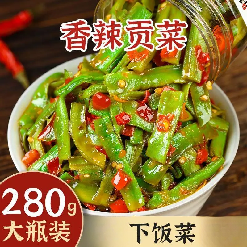脆嫩剁椒贡菜下饭菜香辣瓶装开味凉拌即食苔菜咸菜脆椒湖南特产